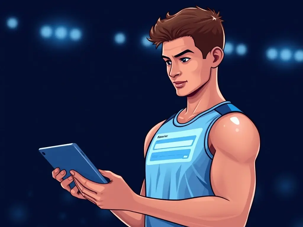 A digital illustration depicting athletes easily registering for a sports event on a tablet, showcasing ProTSR's user-friendly interface and efficient registration process.